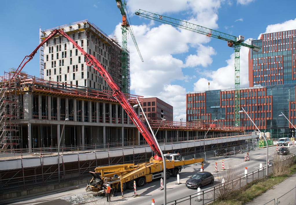 Busy construction site managed by a DOT Expediter